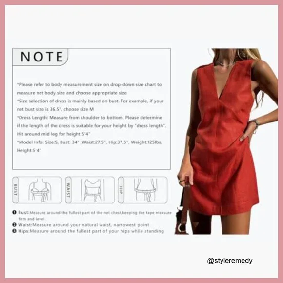 Cotton Linen Sleeveless Mini Dress V Neck Cinched A Line Slim Fit - Picture 7 of 7